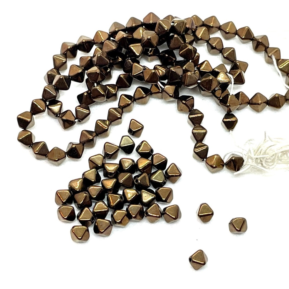 Strand Of Brown Glass Bicone Beads Plus 17pc